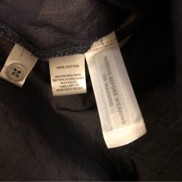 Loft navy blue roll sleeve shirt cotton split neck sZ medium - Picture 11 of 15